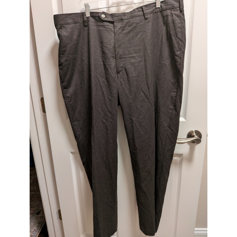 Orvis Mens Brown 100% Wool Flannel Dress Pants Flat Front Straight Leg 42x31